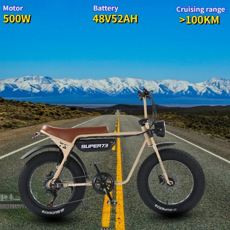 Electric motorcycle Super73-ZX 500W48V52AH lithium battery fat tire retro ebike snow mountain road off-road electric bicycle