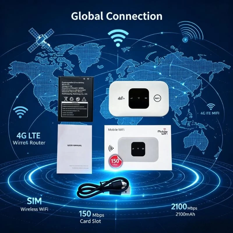 4G LTE Router 2100mAh Mobile Pocket WiFi 150Mbps Unlocked Hotspot SIM Card Slot for Home Office Travel Outdoor