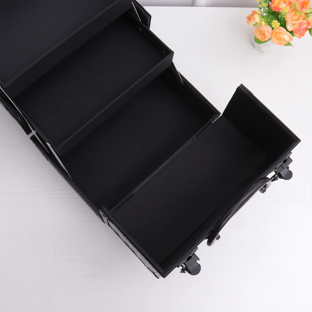 

Large Box Metal Dust Proof Two Layer Makeup ganizer Travel Bag Bathroom Toiletry Case Storage Solution