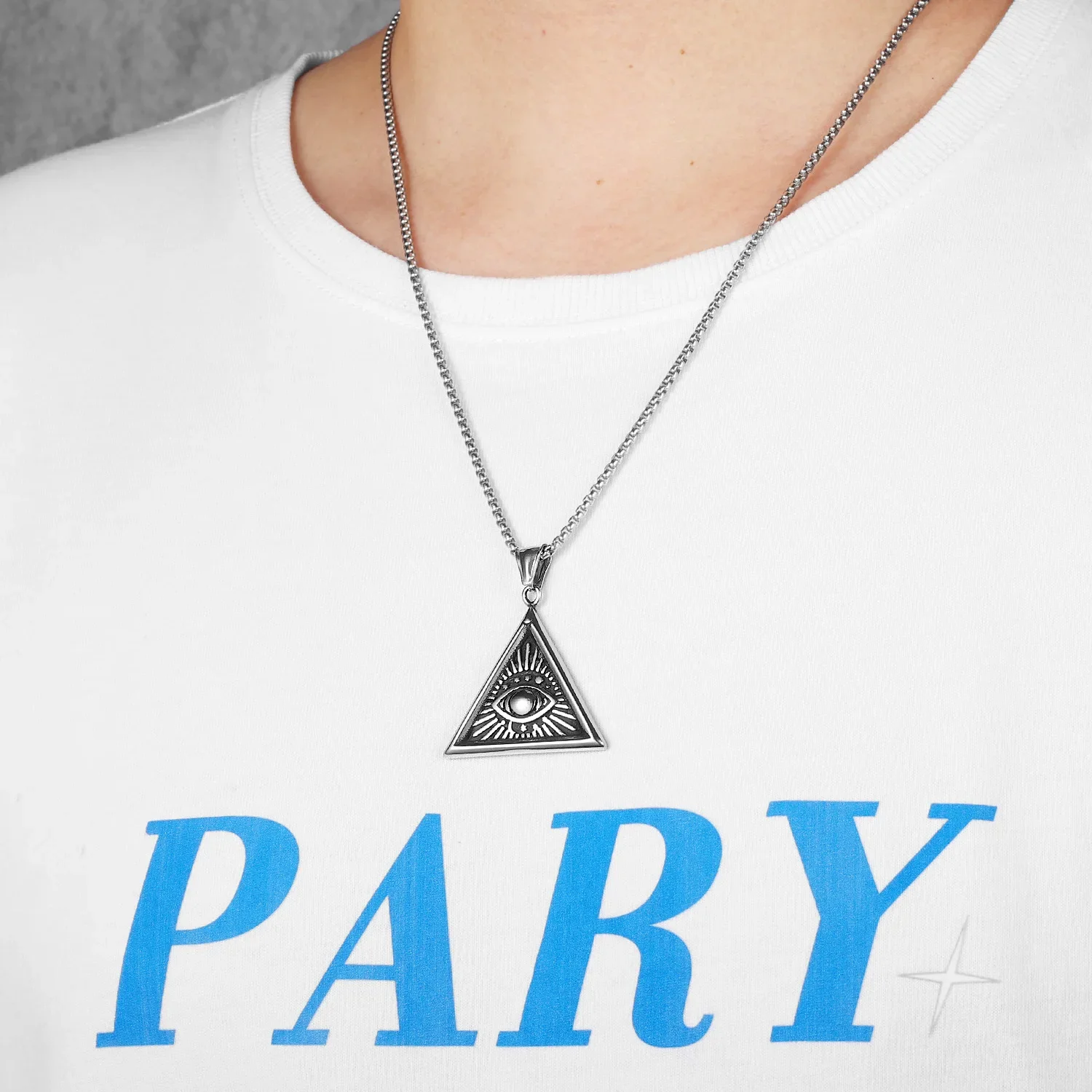 Masonic Illuminati Eye Amulet Men Necklaces Stainless Steel Pendants Chains Women Jewelry Cool Male Accessories Gifts Wholesale