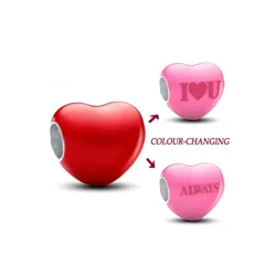 Europe NEW 925 Sterling Silver Temperature change red heart Charm Bead Fit Original Bracelet Jewelry For Gift