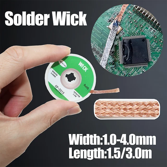 Oplot do rozlutowywania drut z siatki miedzianej 1.5/2.0/2.5/3.0mm kabel spawalniczy knot lutowniczy cyna przewód ołowiany topnik do lutowania PCB usuń narzędzie