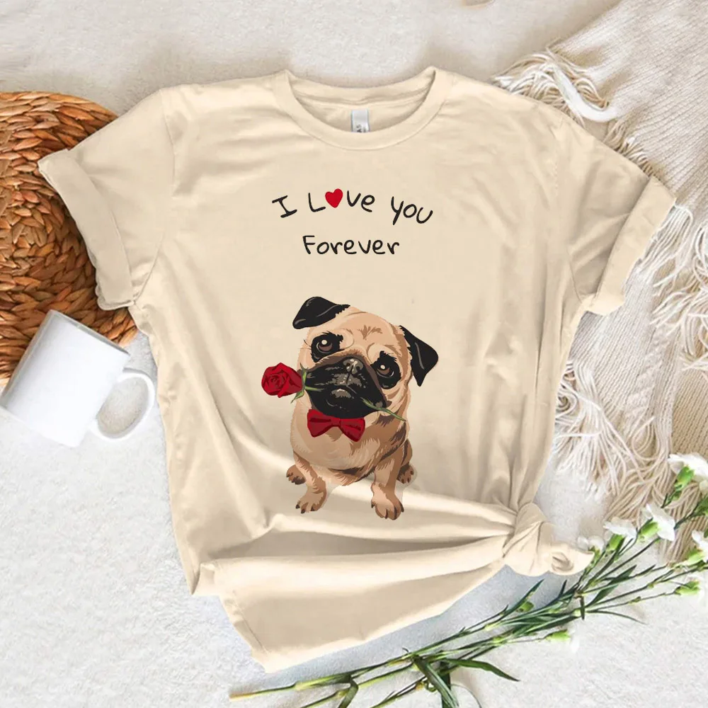 

Pug tshirt women designer comic harajuku top girl harajuku 2000s streetwear clothing