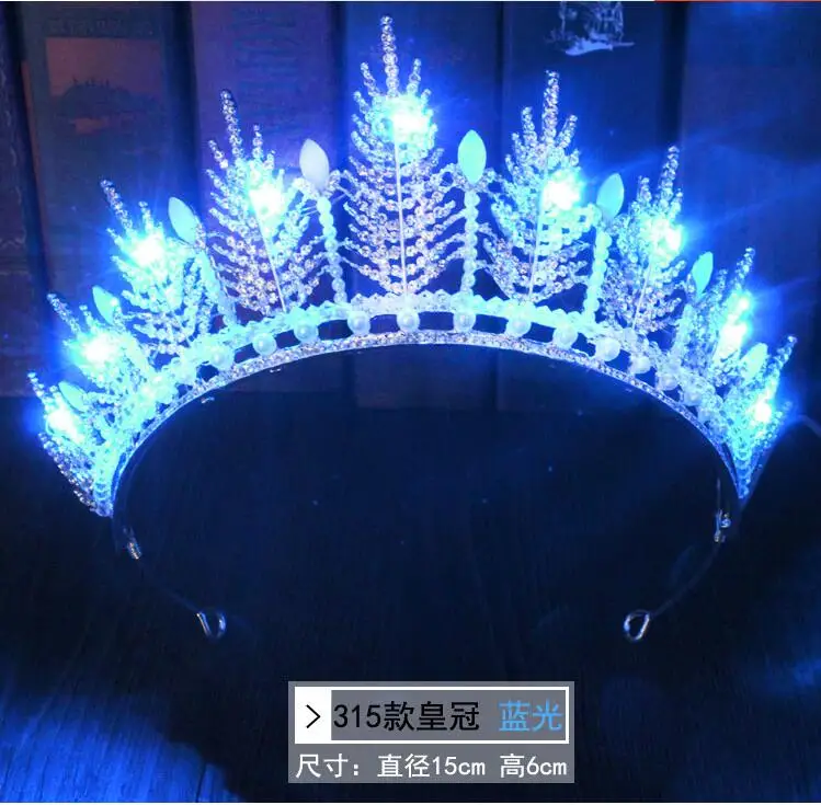 Crown Luminous Headwear New Fashion Bride Wedding Christmas Light Pink