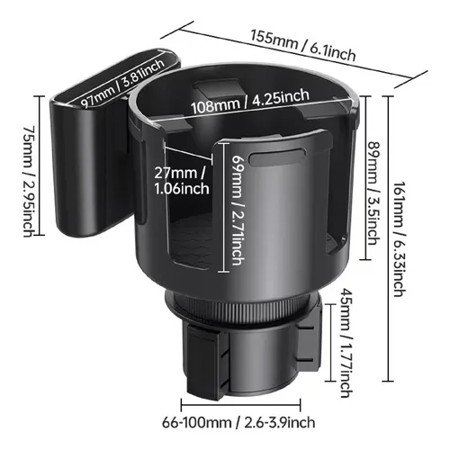 Imagen 2 del producto Portavasos expansor para coche, adaptador multiusos para Interior de coche, organizador expandible, accesorios de almacenamiento con soporte para teléfono