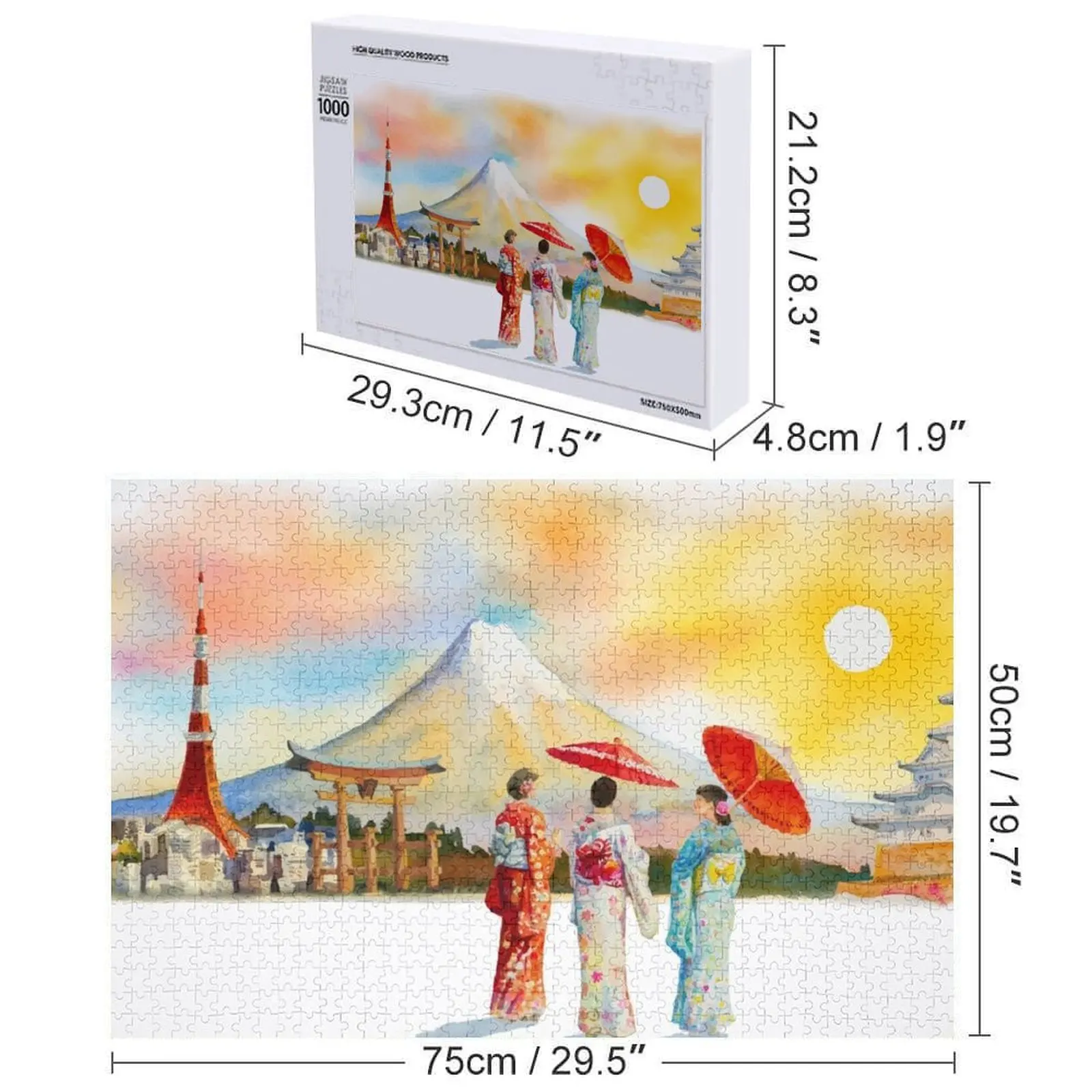 اليابان اللوحة بازل قطع Woodens للبالغين بانوراما مخصص شخصية اسم خشبي مخصص الطفل هدية لغز
