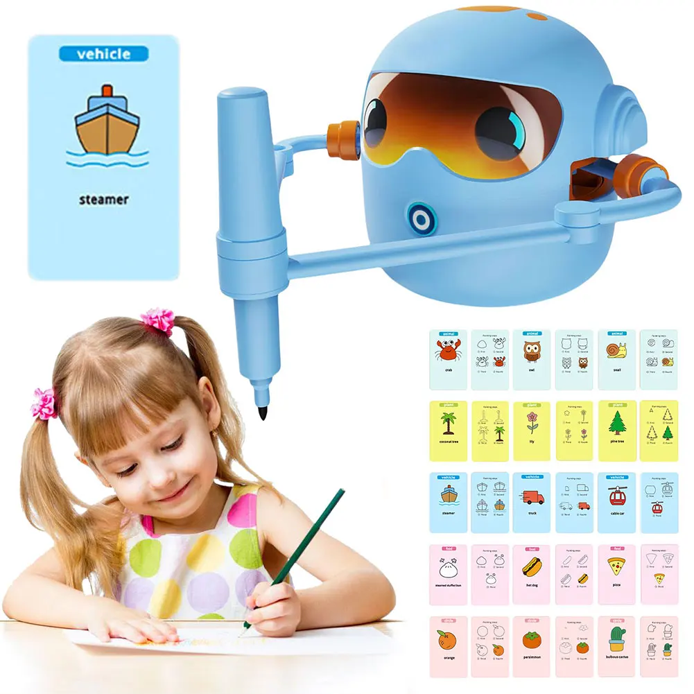 100-kaarten interactieve tekenrobot voor kinderen Vroege educatieve automatische schilderij AI-robots Leren tekenen Art Training Machine Toys