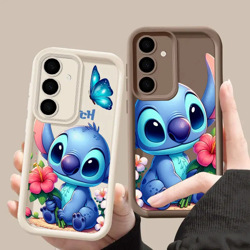 

S26 Ultra Case For Samsung Galaxy S26 S25 S24 S22 S23 Ultra S21 Plus S20 S25 FE Protection Cover Disney Cute Stitch Flower Love
