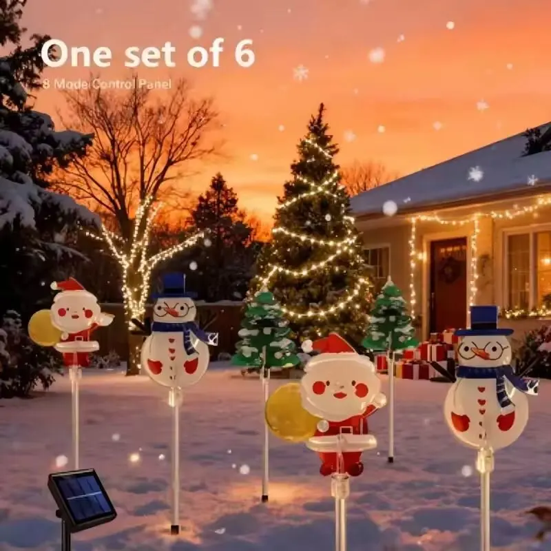 6PCs Christmas Outdoor LED Decorative Stake Lights for Lawns,Perfect for Gardens,Courtyards,Pathways,Farm Decor
