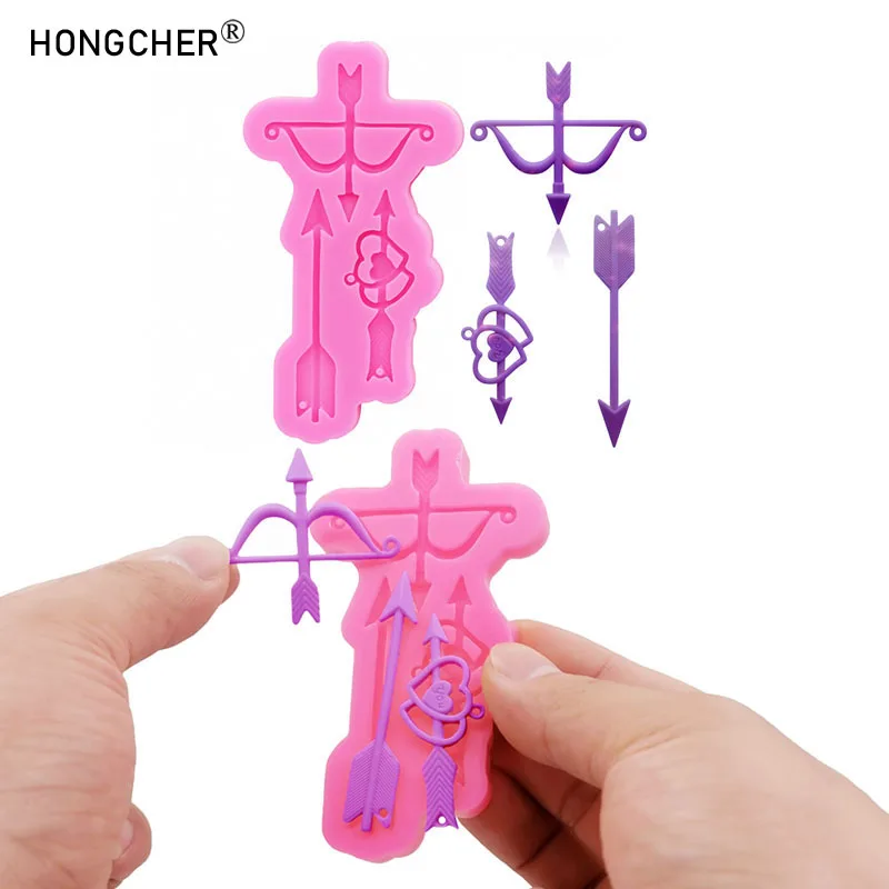 Bow and Arrow One Arrow Through Heart Earring Necklace Jewelry Pendant Drip Mould DIY Cake Dessert Decoration Silicone Moulds