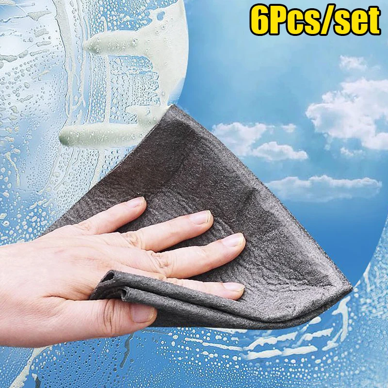 6/1Pcs Window Cleaning Cloth Reusable Microfiber Wipping Rags Household Kitchen Towel For Glass Windows Mirror Cleaning Tools