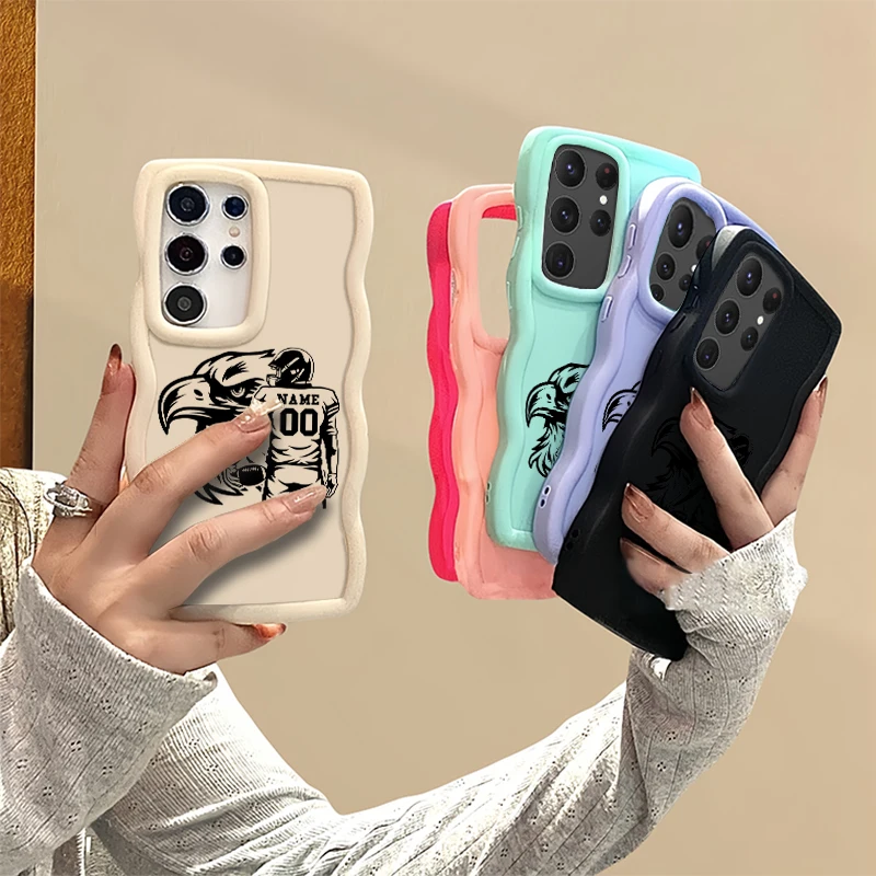 Rugby Football Hawk Fashion Wave Phone Case For Samsung Galaxy S21 S22 S23 FE S24 S25 PLUS ULTRA 4G 5G Soft Protective Cover