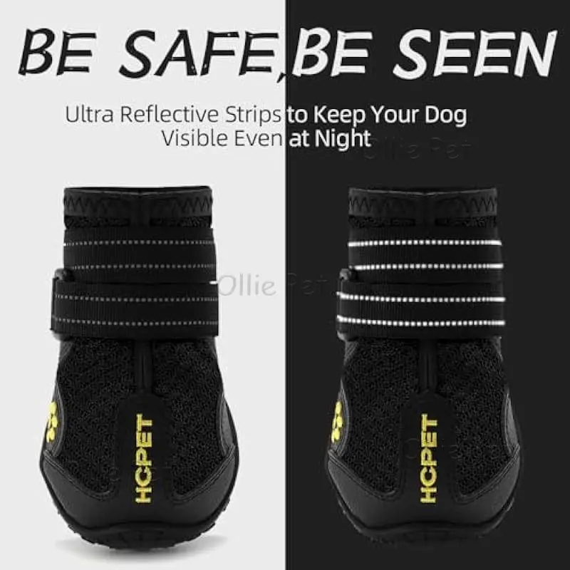 Dog Shoes Waterproof Anti-Slip Rain Silicone Boots Reflective for Small Large Dog Sports Outdoor Training Protect Dog Feet 4pcs