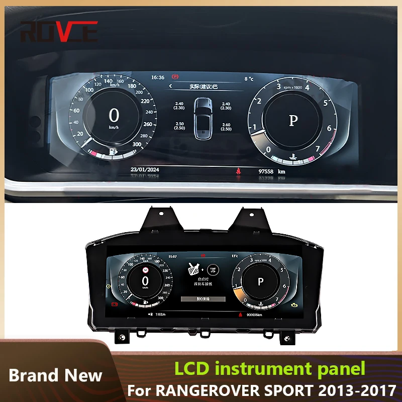 ROVCE Car LCD Dashboard Auto Player Digital Cluster Instrument Panel For Range Rover Sport L494 2014-2017 Upgrade to 2023 Style