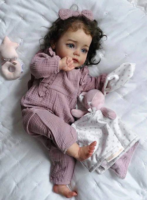 

60CM Bebe Reborn Baby Sue-Sue Doll with Rooted Hair Lifelike 3D Skin Painting Tone 3 Month Hand-Detailed High Quality Gifts