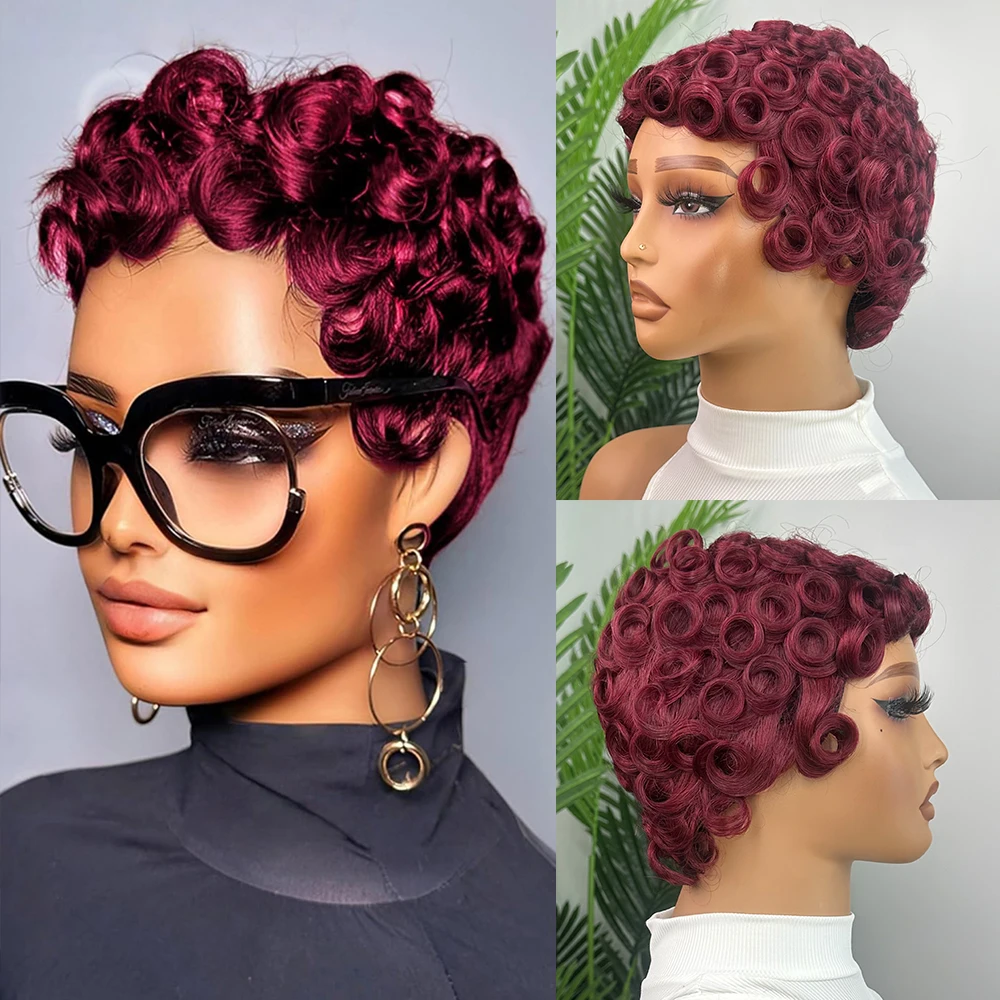 

Короткий парик из натуральных волос, не требующий ежедневного ухода, удобный и красивый, короткий кудрявый парик, элегантный и универсальный.