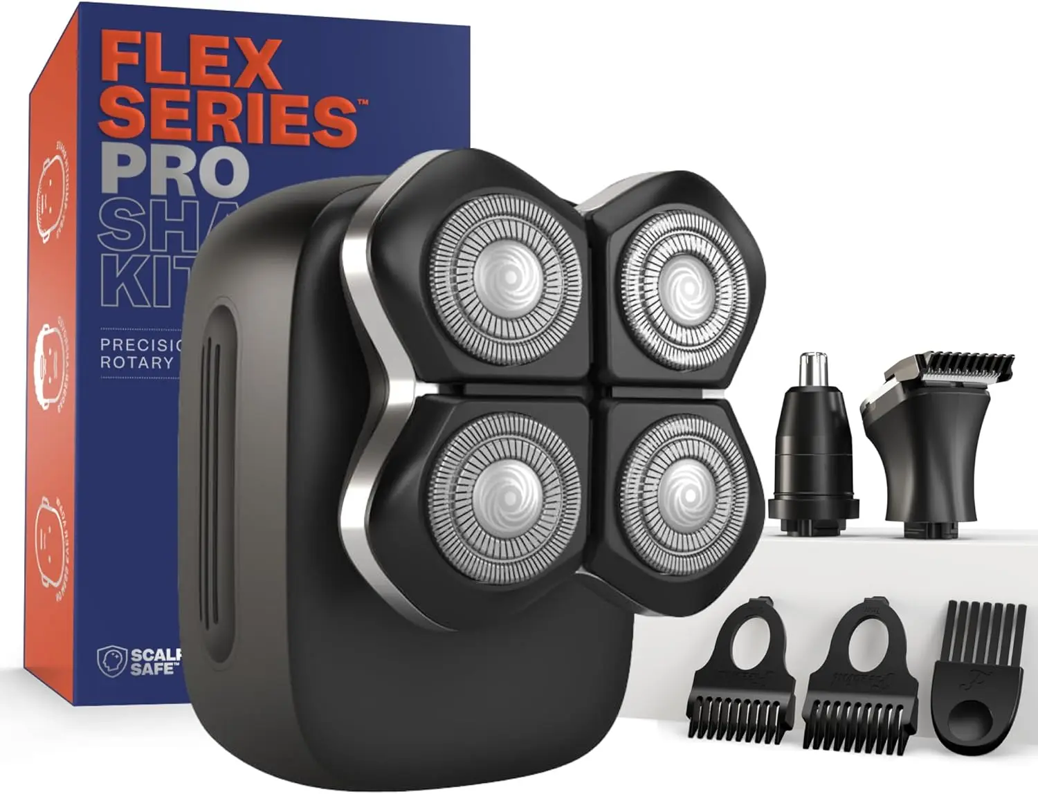 

FlexSeries Pro Men's Rechargeable Wet/Dry Razor with Rotary Blades, Clippers, Trimmer & Brush