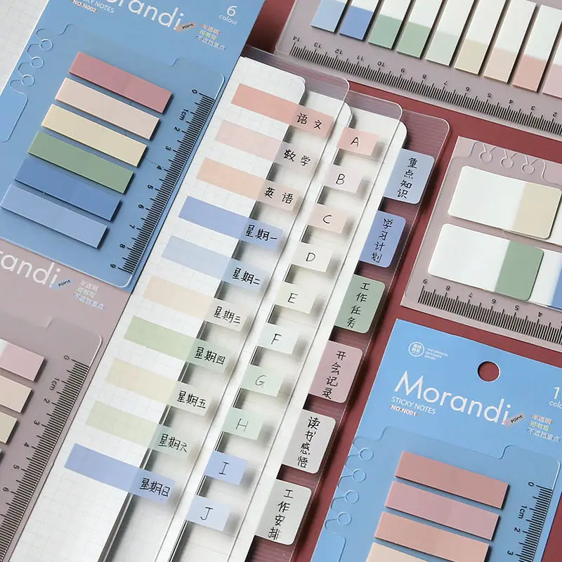 60pcs/lot Sticky Note with Ruler Loose Leaf Index Label Marker Stickers Mini Memo Pad Tearable Note Pad Stationery Notepad