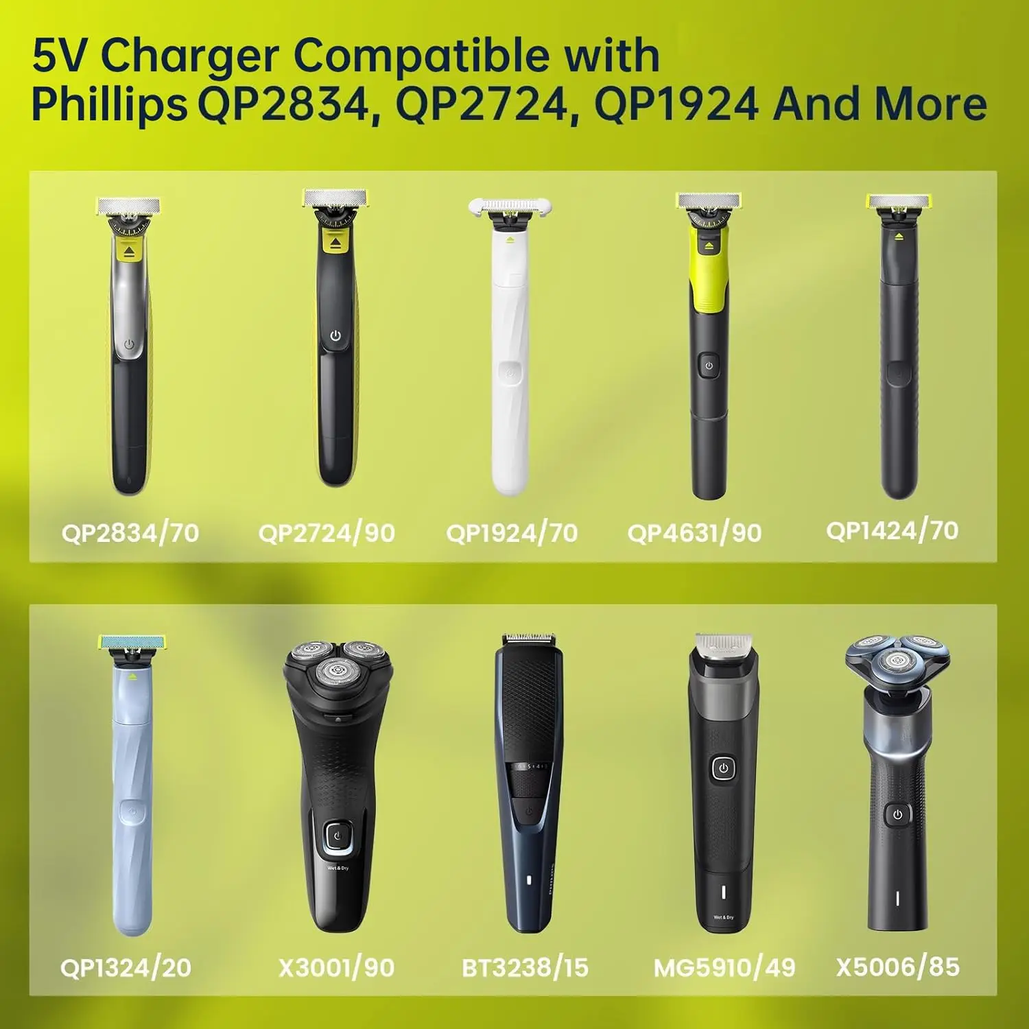 Type C Shaver Charger Adapter For Philips Series 2000/3000/5000/7000/9000 Converter for One Blade QP4631 QP4530 QP2724 QP2834 - view 2