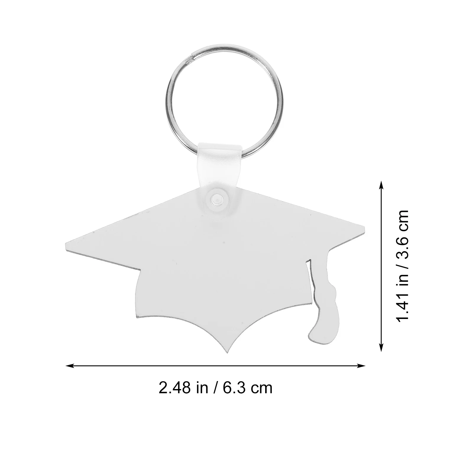 8pcs Graduation Cap Keychain Blank Sublimation Pendant Heat Transfer Grad Hat Lightweight Smooth Comfortable Unique