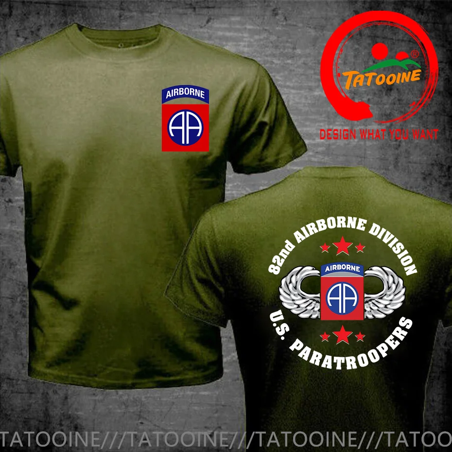 US Army 82nd Airborne T Shirt Men Fashion T-Shirt Trendy Casual Clothes Summer T-Shirt Hip Hop Sportswear Street Tops Tee Shirt