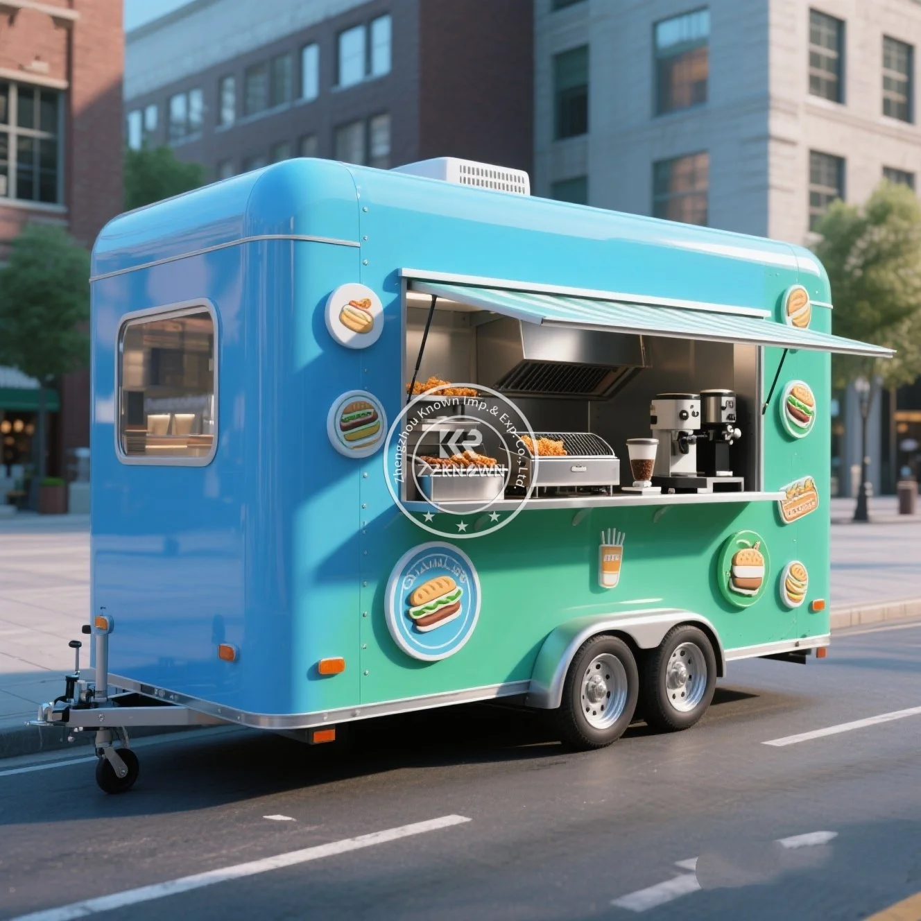 Stainless Steel Street Food Cart Hot Dog Pizza Coffee Ice Cream Mobile Fast Food Trailer With Full Kitchen Equipment