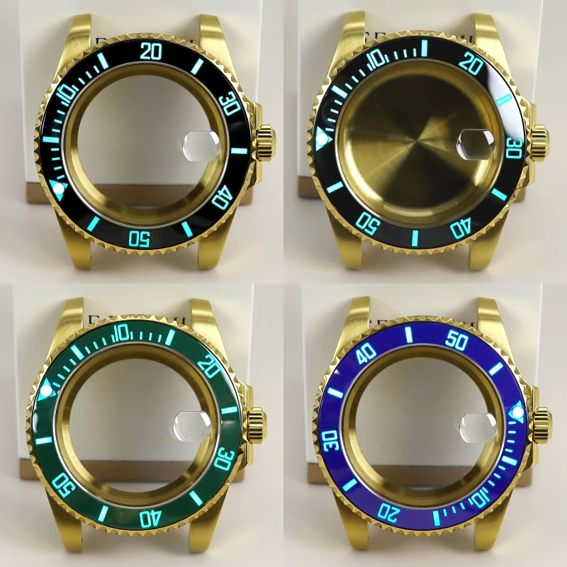 

Sterile Gold 40mm Watch Case Full Text C3 Luminous Bezel For Seiko NH35 NH34 NH36 NH38 Miyota 8215 ETA 2824 Movement 28.5mm Dial