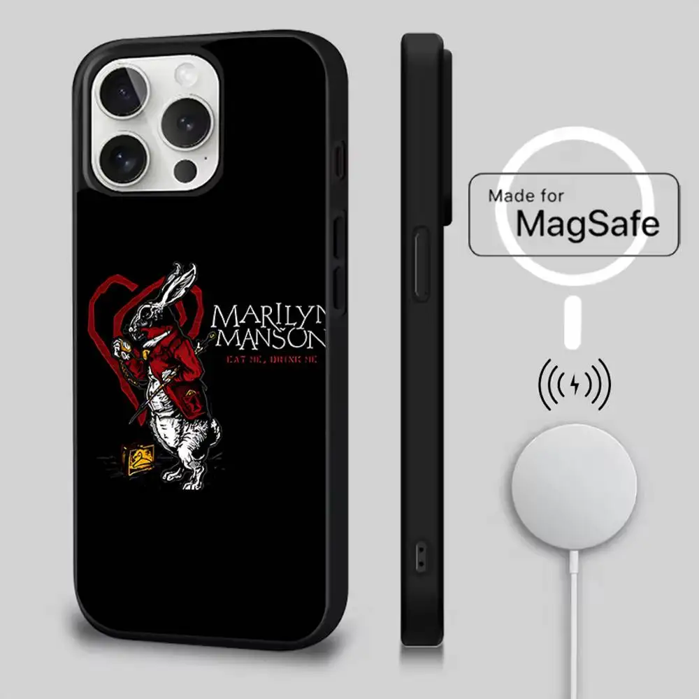 Чехол для телефона Rock M-Marilyn M-Manson для iPhone 17,16,15,14,13,12,11,Pro,Max,Plus,Mini,SE4,E с магнитной беспроводной зарядкой Magsafe