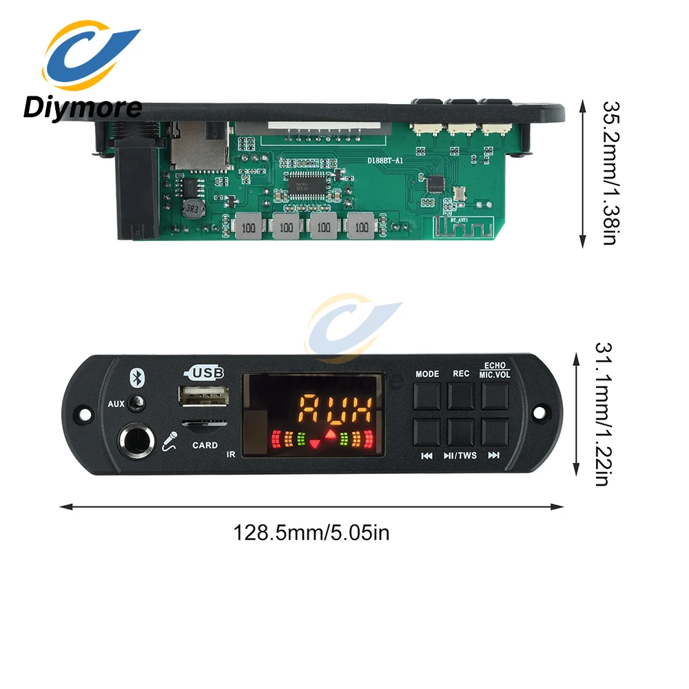 MP3 Bluetooth Decoding Board Car Audio Decoder BT 5.3 Lossless Decoding FM Radio Recording Function 50W+50W Power Amplifier