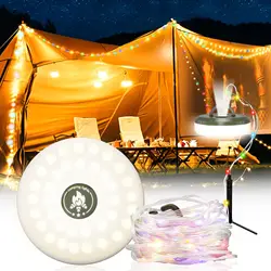 Solar USB Rechargeable LED Tape Measure String Lights RGB Warm Color Lights Picnic Camping Lights 10M Restaurant Tent Decoration