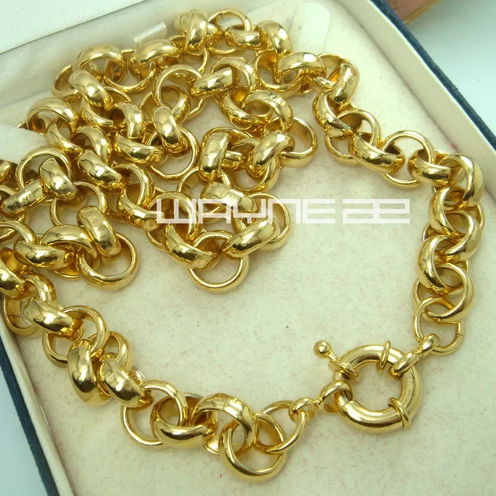 Gold color Link men solid chain necklace  N221