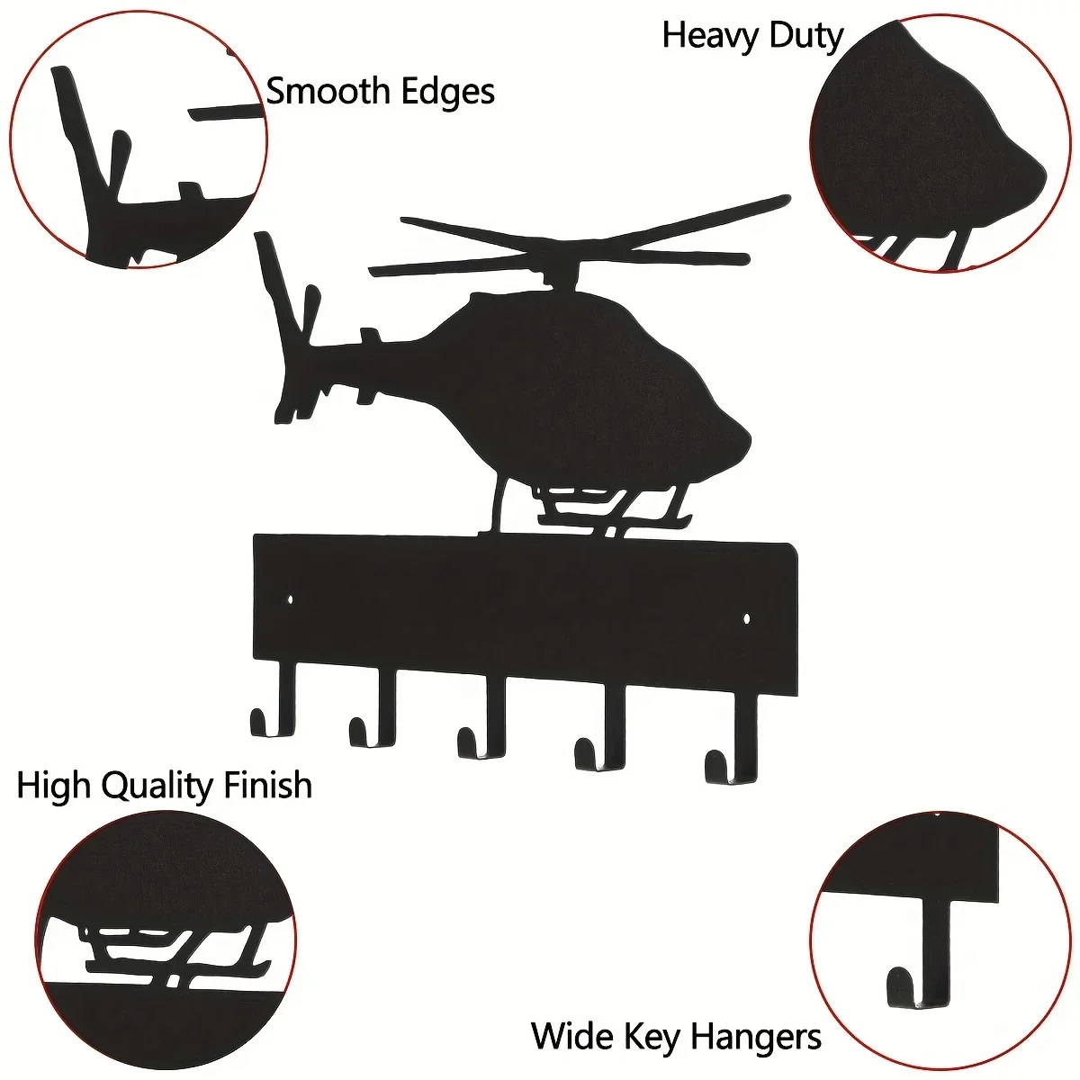 

HELLOYOUNG CIFBUY Metal Helicopter Silhouette Key Hooks Wall Hanger , Household Multi-Purpose Clothes Bag Hooks, Wall-mounted Ke