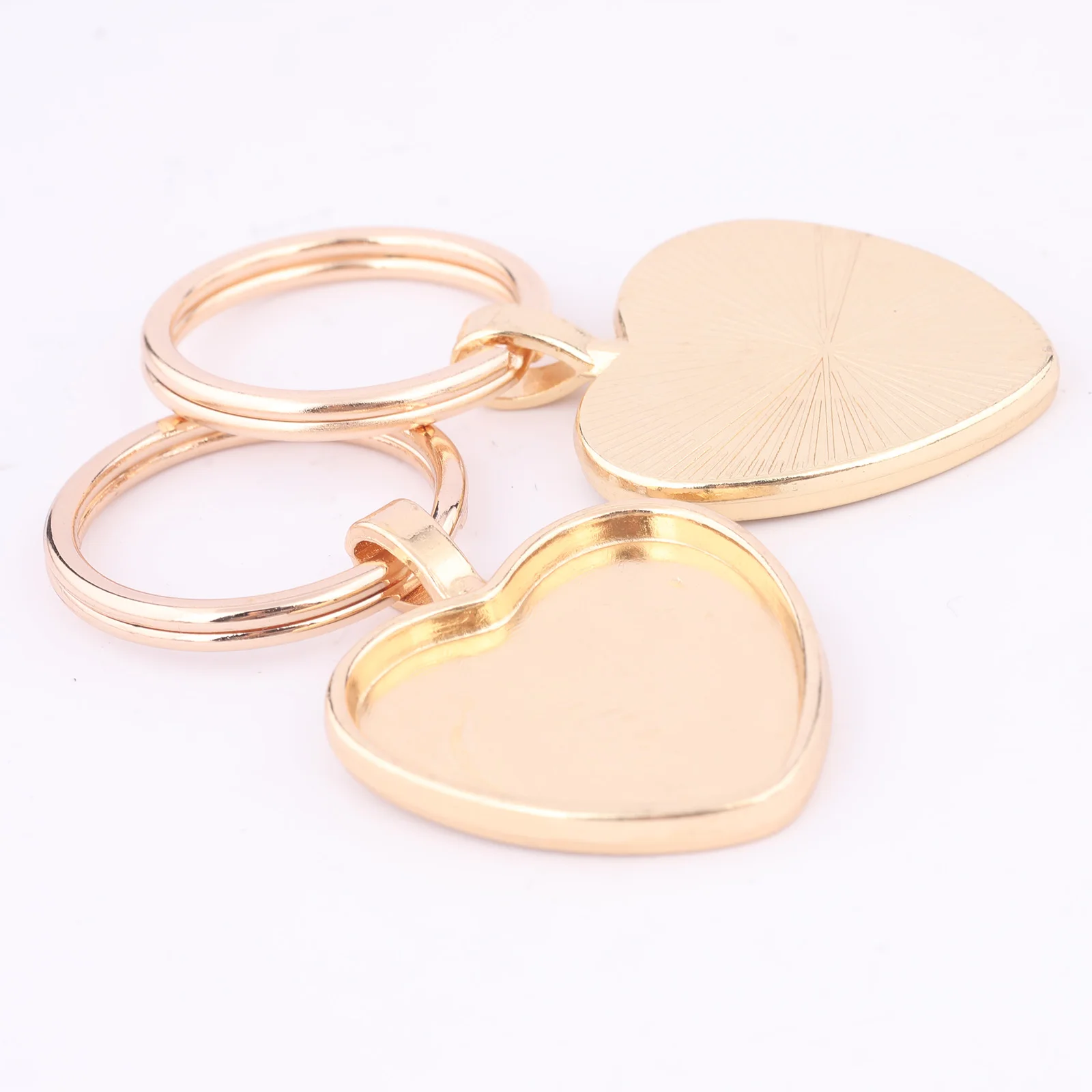 5pcs Kc Gold 25mm Heart Cabochon Keychain Base Setting Blanks Diy Metal Key Ring Accessories For Jewelry Making image 4