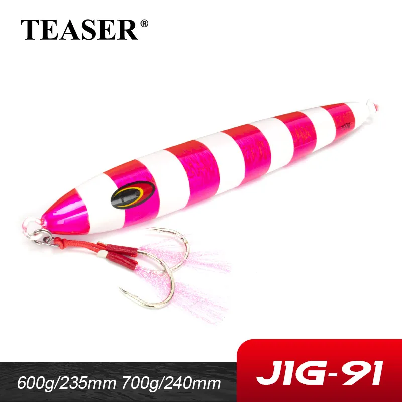 TEASER J91 600g 700g Speed Sinking Deep Sea Metai Jig Lure Long Casting Trolling Boat Jigging Big Game Saltwater Fishing Jigbait