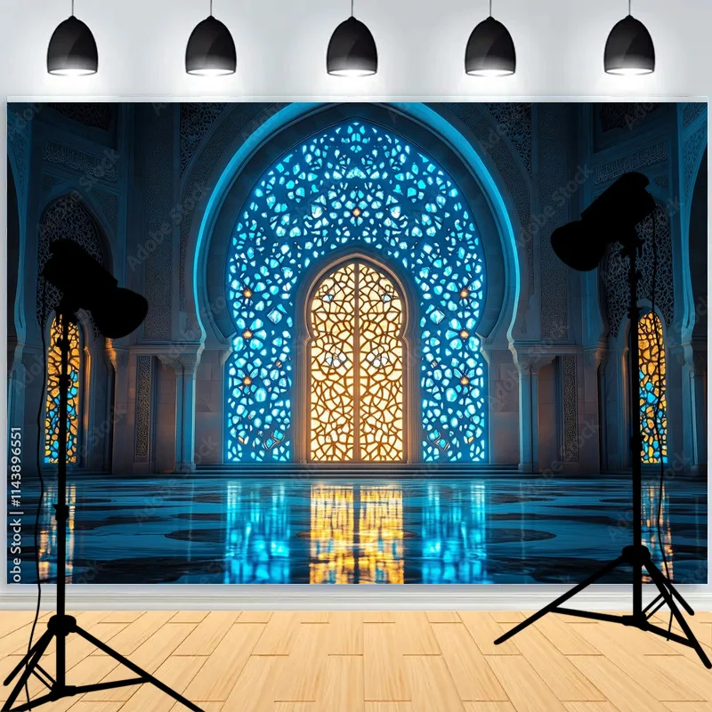 Geometric Patterns Arabesque Arched Door Dome Photography Background Lslamic Architecture Palace Photo Studio Backdrops SQ-01