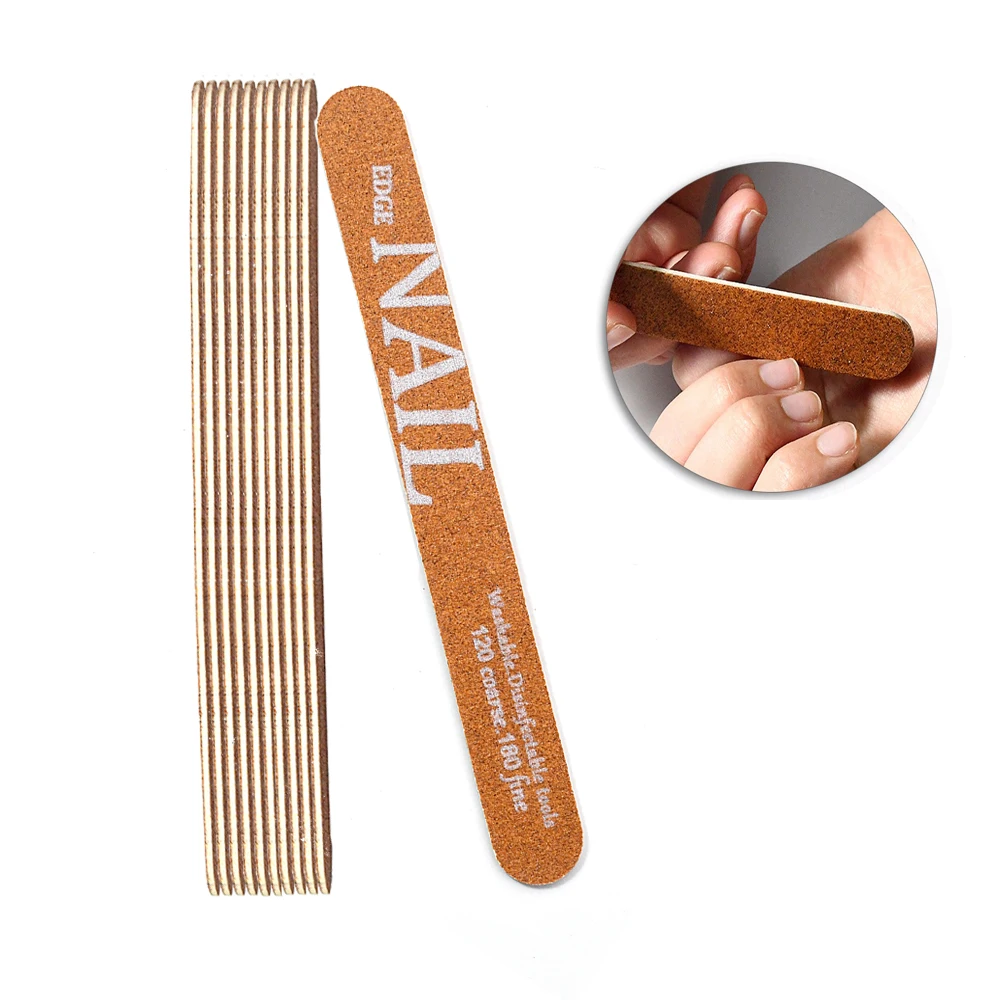 

10/25/50Pcs Natural Wood Nail File Straight Shape Professional 120/180 Grit for Smooth Finish Portable Brown Manicure Art Tools