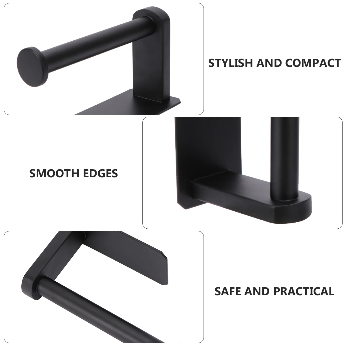 

Stainless Steel Tissue Rack No Hole Waterproof Adhesive Paper Towel Holder For Bathroom Toilet Roll Organizer Black