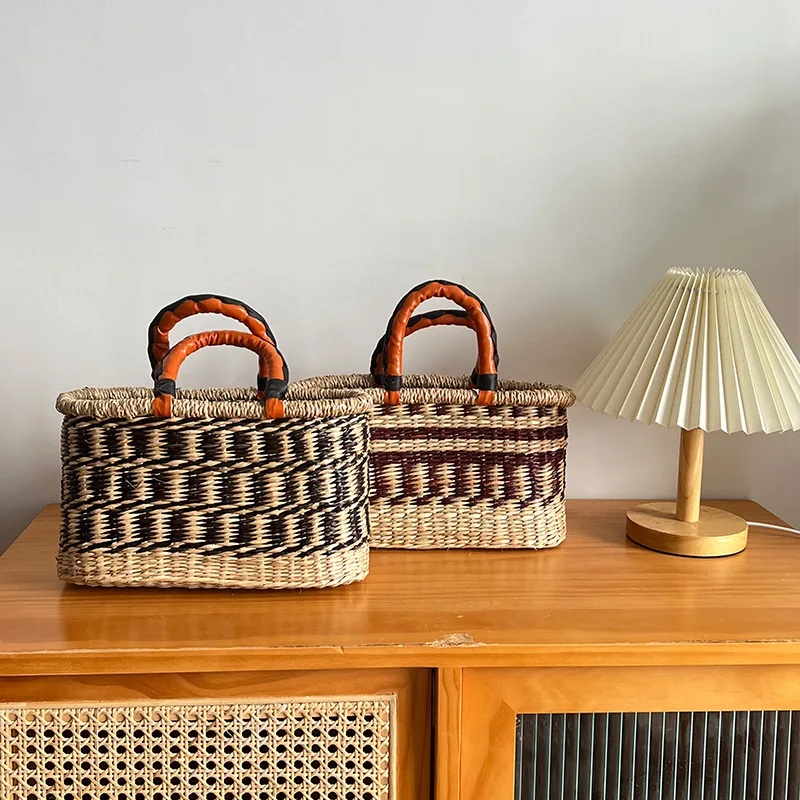 

Nordic Seaweed Colorful Storage Basket Ins Handmade High-value Photo Expert Home Use Characteristic Handbag Woven Bag