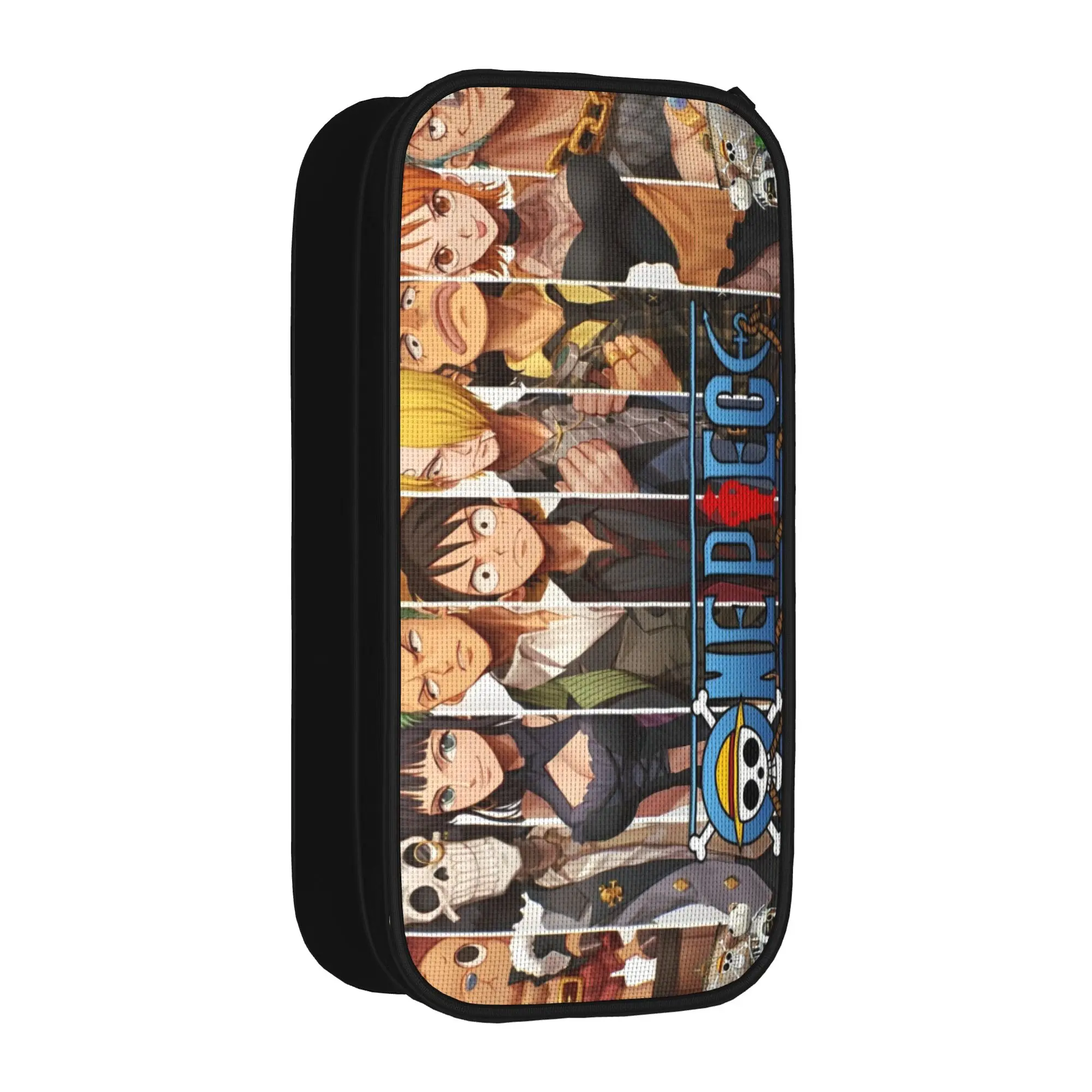 Luffy One Piece Federmäppchen Klassischer Stifthalter Taschen für Schüler Große Aufbewahrung Schulbedarf Reißverschluss-Federmäppchen