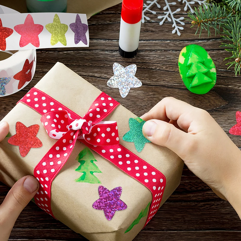 

5 рулонов наклеек со звездами, прочные клейкие самоклеящиеся наклейки в форме звезды для награды, поделки своими руками, подарочное украшение для классной комнаты