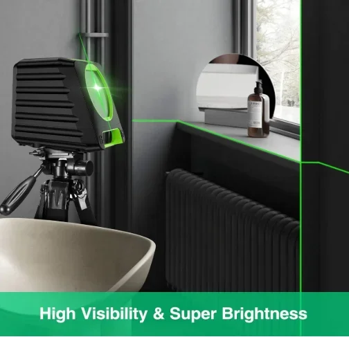 Huepar High Visibility Box-1G Selectable Laser Line, Outdoor Self-leveling Lasers Green Beam Cross Line Laser Level