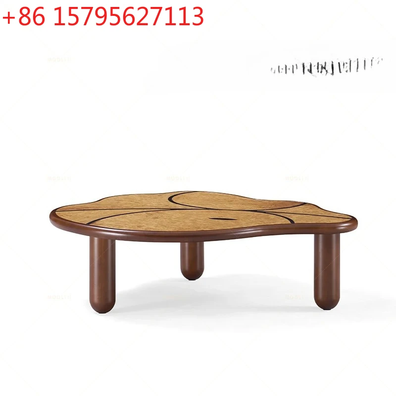 

Medieval style solid wood coffee table combination modern simple living room household small apartment designer coffee table
