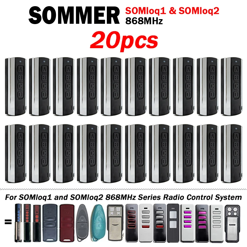 

Для пульта дистанционного управления гаражными воротами SOMMER SOMloq1 SOMloq2 Pearl Slider Vibe Twin 4018V000 4018 4019 TX55-868-4 4031 4020 4026 868 МГц