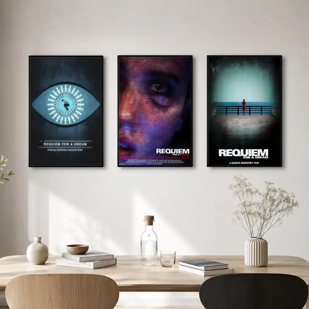 Movie Requiem For A Dream Poster Self-adhesive Art Waterproof Paper Sticker Coffee House Bar Room Wall Decor