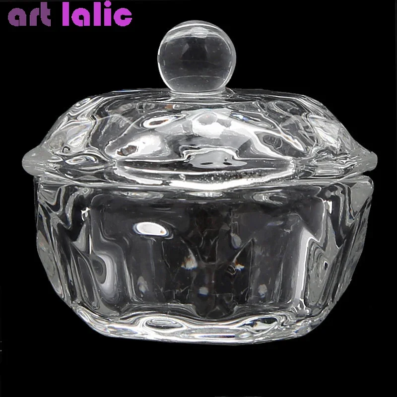 Plato Dappen de cristal para decoración de uñas, tapa de vaso de cristal para polvo de maquillaje líquido acrílico, equipo de herramientas de estilismo, belleza y salud
