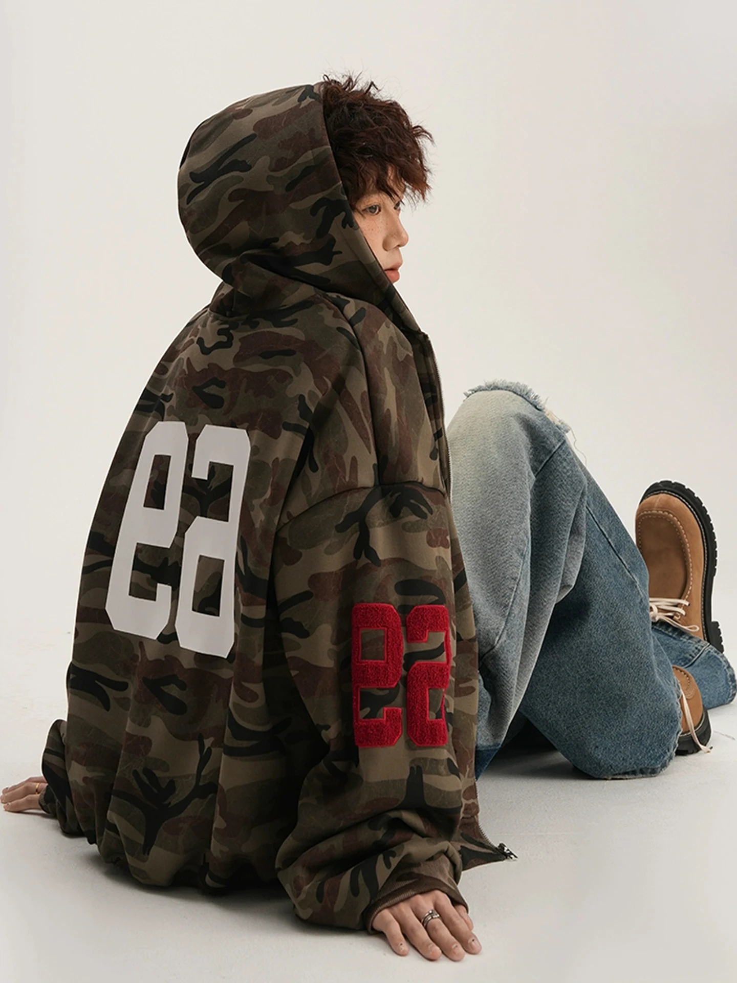 

Мужская толстовка-кардиган в американском ретро-стиле с камуфляжным принтом, на молнии, для весны и осени, утепленная, из полиэфирного волокна, теплая, зимняя