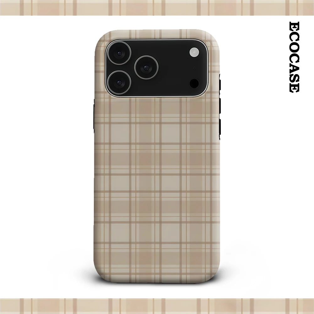 Beige Stoff Plaid IPhone 17 Must-Haves Handyhülle für IPhone 17 16 15 14 13 12 11 Pro Max Plus Doppelschichtige Rückseite