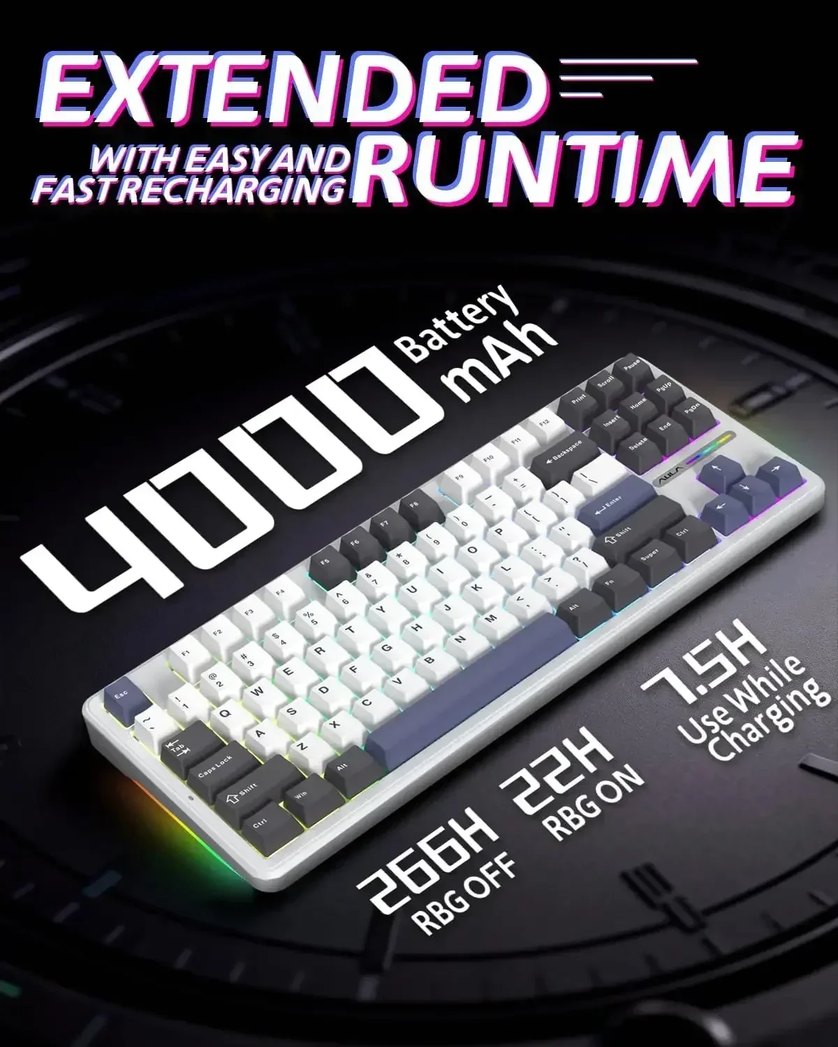 AULA F87Pro Gaming Mechanical Keyboard 2.4G/USB-C/Bluetooth PBT Keycaps Wireless Keyboard RGB Backlit Hot Swap for Esports Gamer