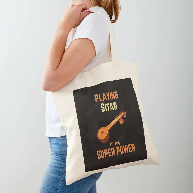 

Playing Sitar is my superpower Tote Bag personalized tote hand bags canvas tote bag custom bags
