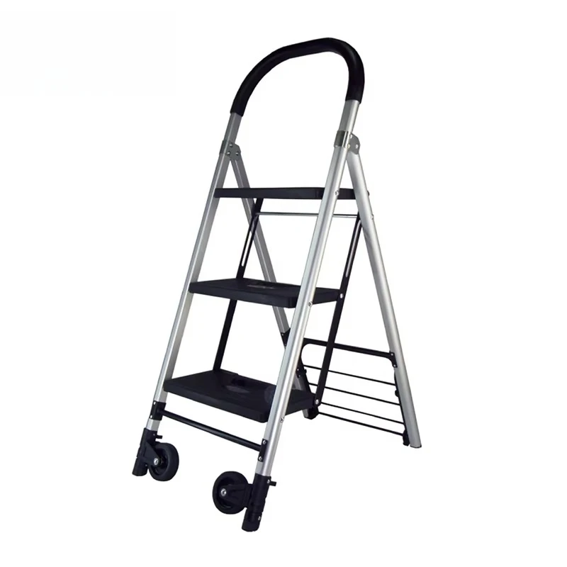 

Manufacturer wholesale multi-purpose three-step ladder cart household aluminum ladder